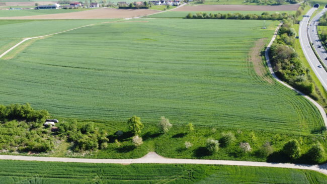 Luftaufnahme Solarparkstandort Vorrätzen vor Baubeginn